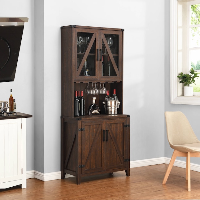 Home Source Industries Arms 32.5-in x 72-in Brown Rectangle Bar Cabinet ...