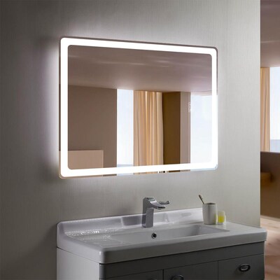 Neutype 40 In W X 32 H Frameless, Rose Gold Small Bathroom Mirror