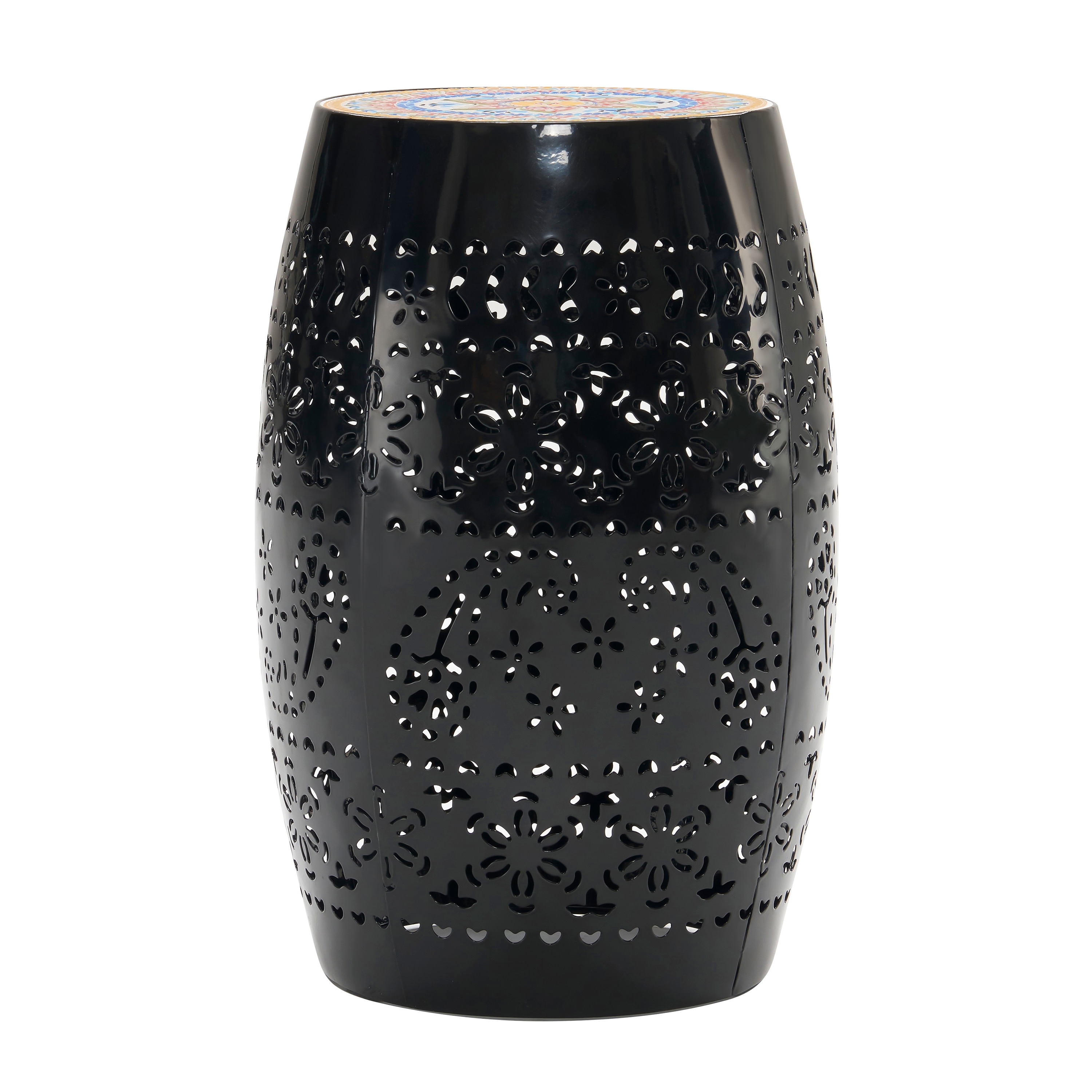 AHIOU HOME ZAAHG-P182376BGS 18.25-in Black Steel Barrel Garden Stool