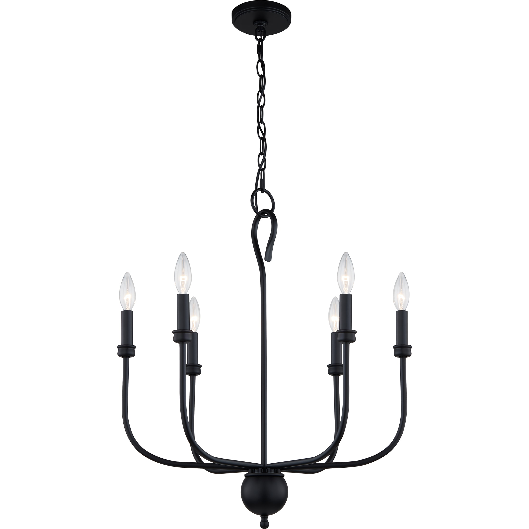 Quoizel Blanche 6-Light Matte Black Transitional Damp Rated Chandelier ...