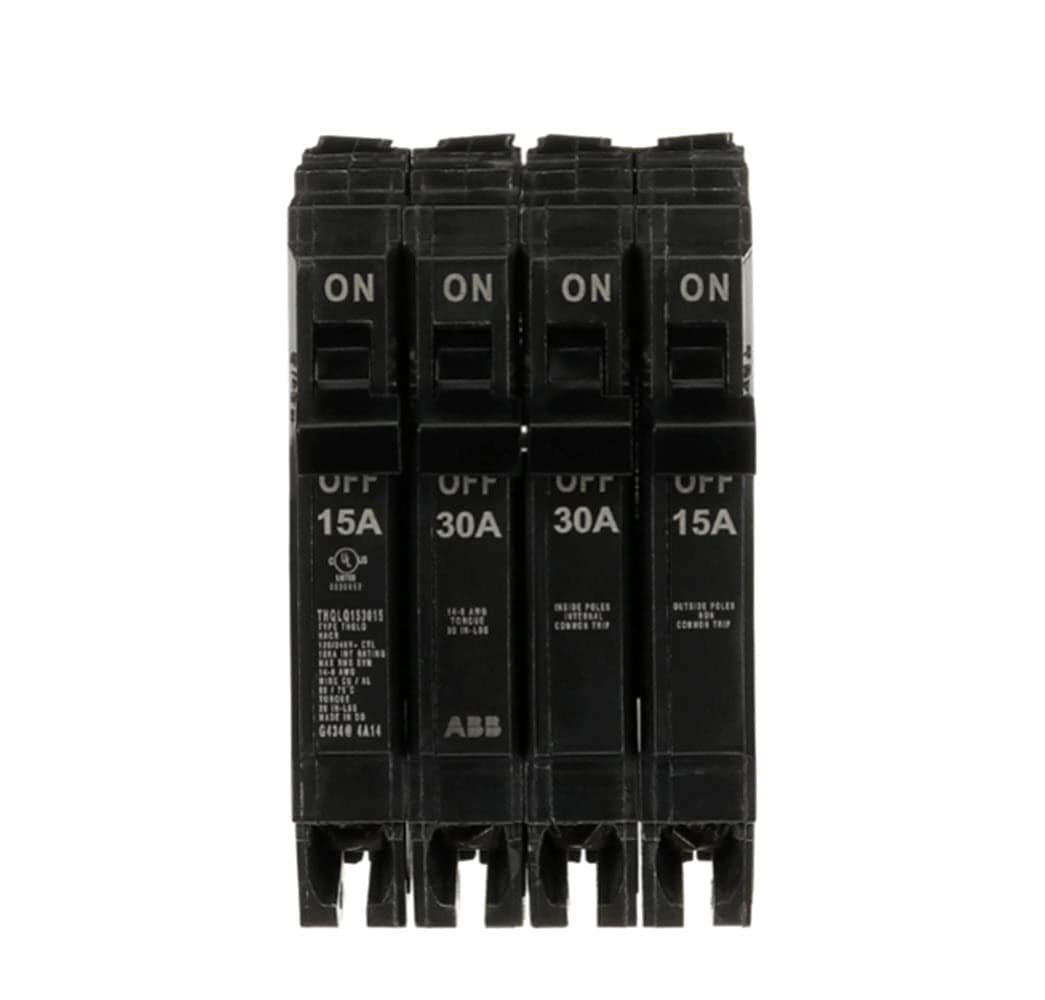 GE Q-Line THQL 15-amp/30-amp/15-amp 4 -Pole Standard trip Circuit Breaker #THQLQ153015A