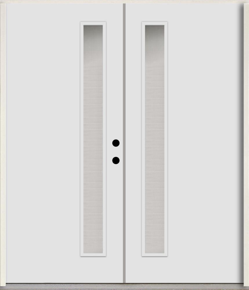 RELIABILT LO1065456 Spotlights 64-in x 80-in x Fiberglass 1/4 lite Left-hand inswing Arctic White Paint Painted Prehung Double Front Door Insulating core