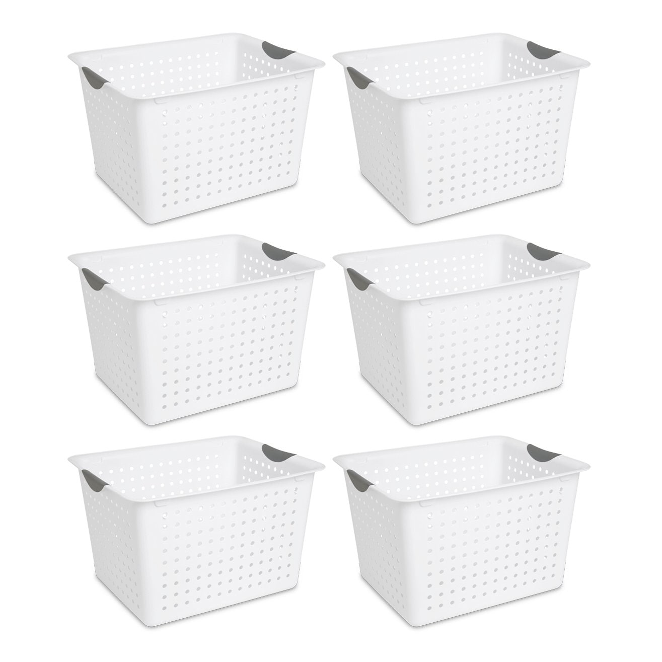 Sterilite Corporation 6-Pack 13-in W x 10-in H x 16-in D White Plastic  Stackable Basket in the Storage Bins & Baskets department at