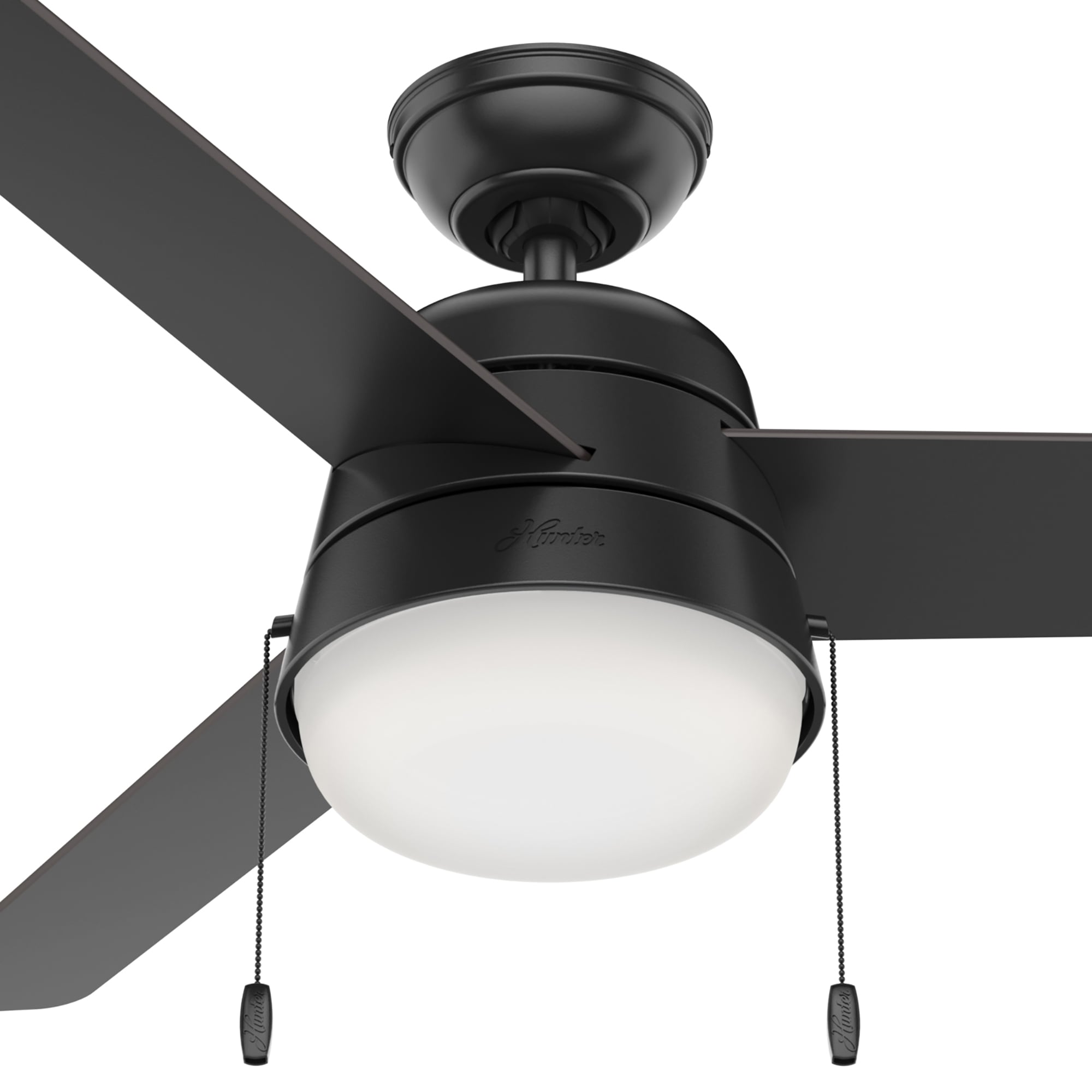 Details about   Hunter Fan 52 inch Matte Black Outdoor Ceiling Fan with Light Kit and Pull Chain 