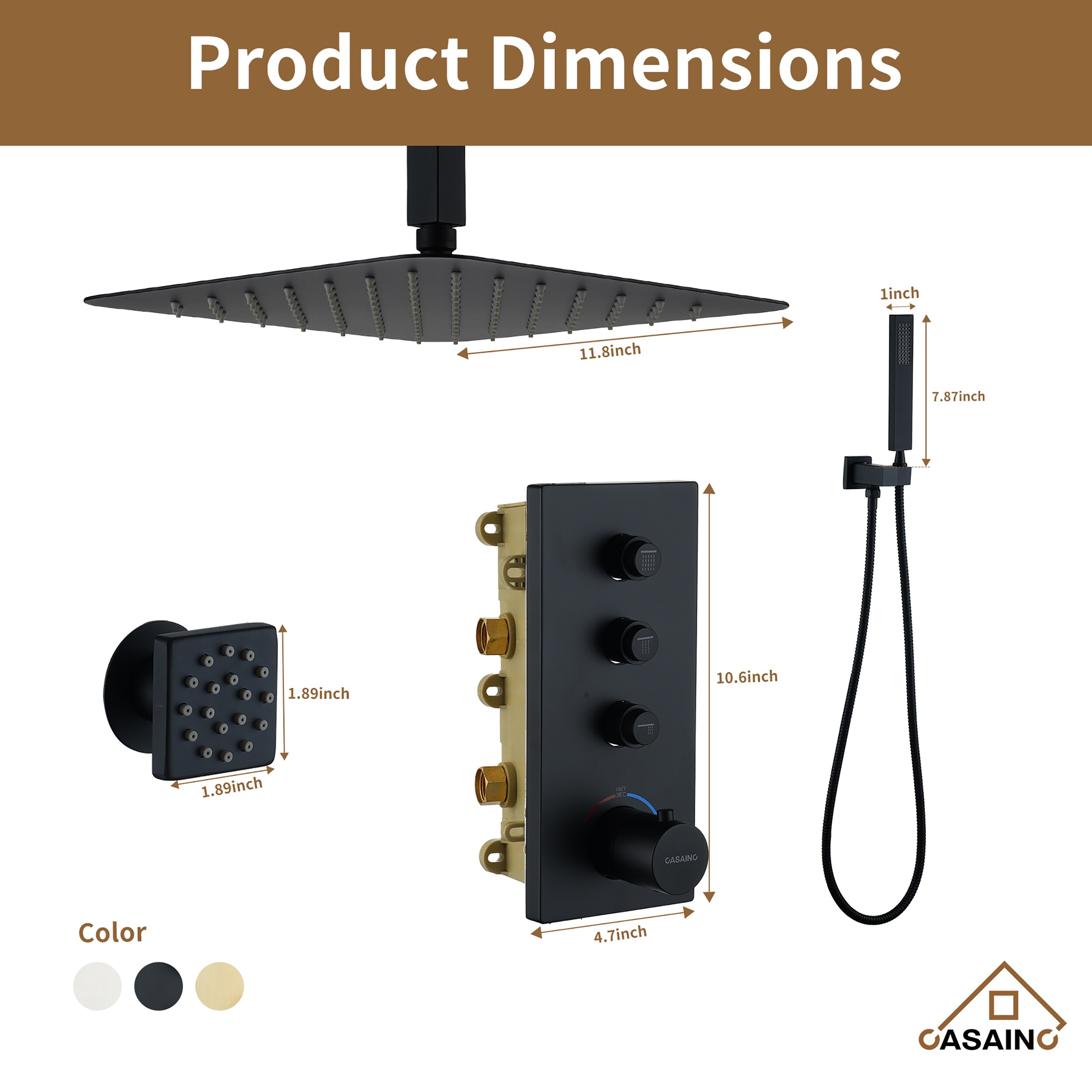 CASAINC CA-102009EB-4 Showerhead-Bar-Panels - View #8