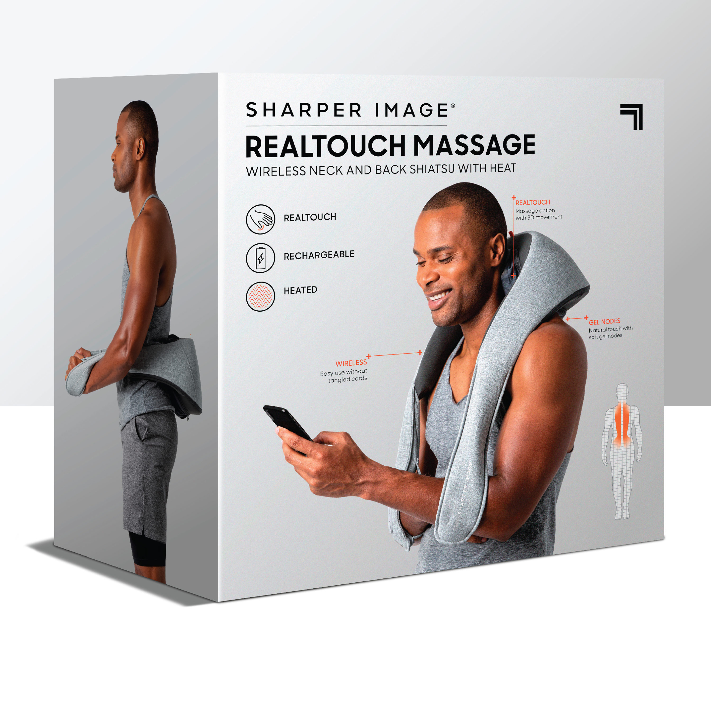 Sharper Image Realtouch Shiatsu Plus Cordless Neck Massager Gray 1016968 -  Best Buy