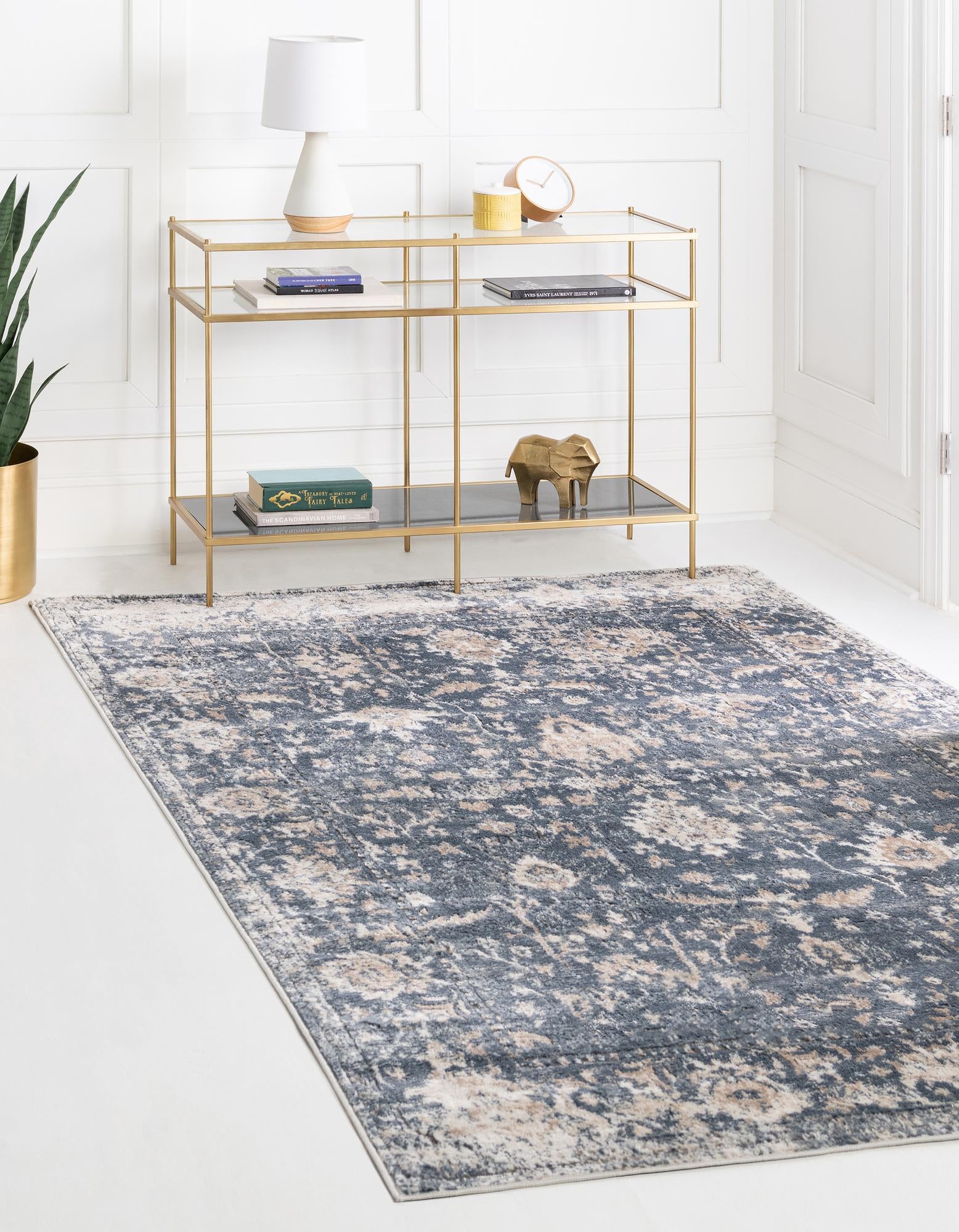 Unique Loom 3147241 Portland 2 x 3 (ft) Loomed Polypropylene Blue Rectangular Indoor Border Area rug