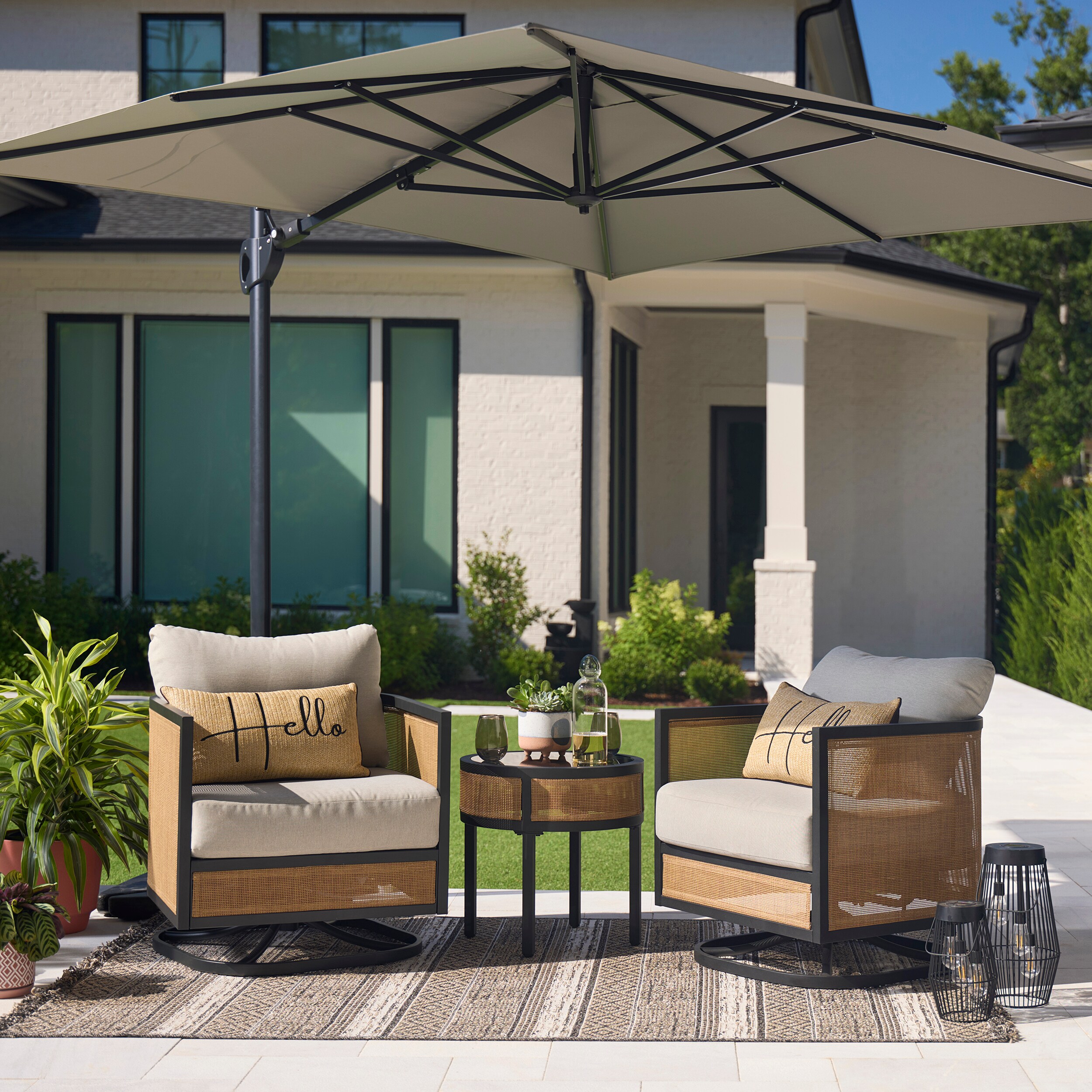 Origin 21 Chandler 3-Piece Patio Conversation Set with Cream Cushions