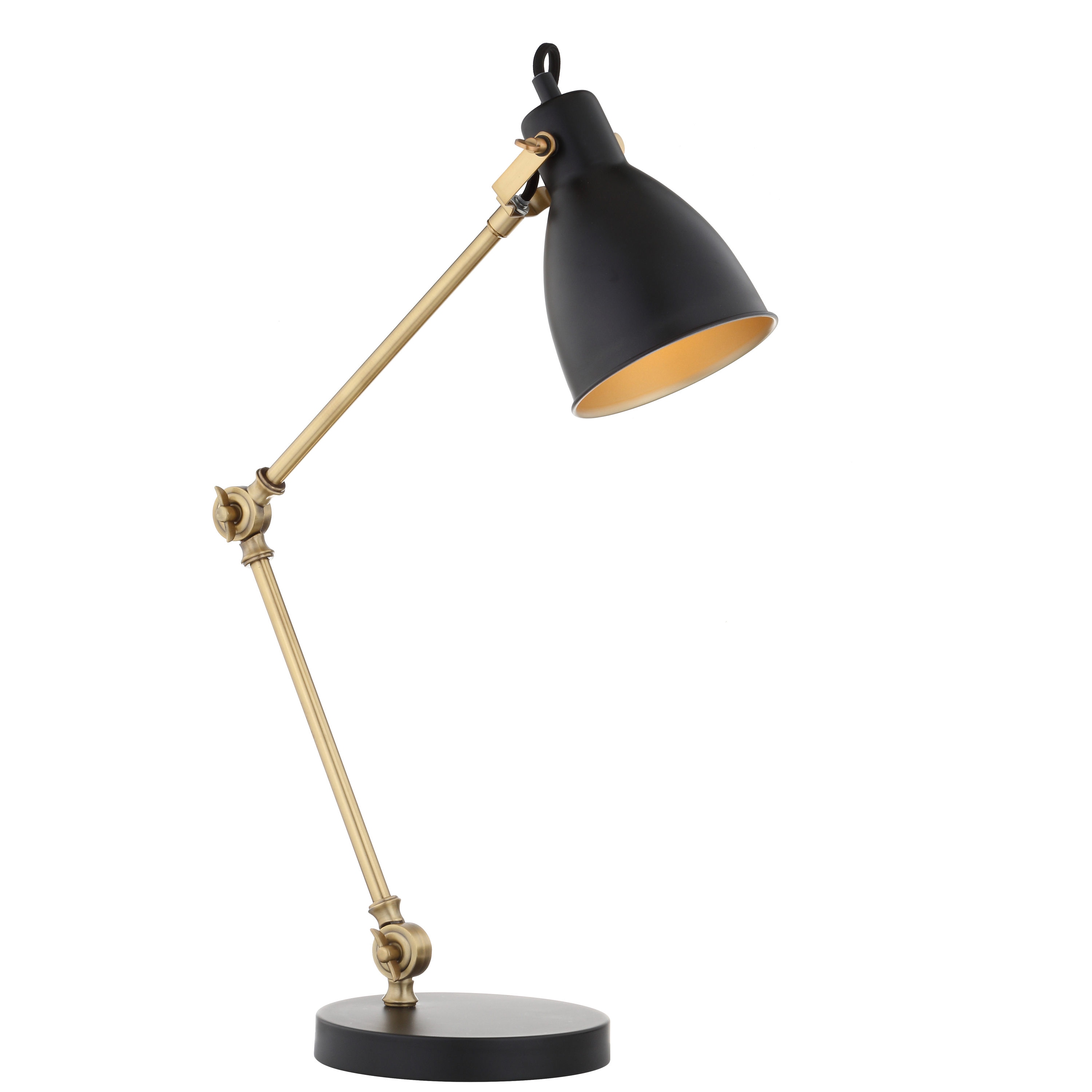 JONATHAN Y Transitional 24-in Adjustable Brass Gold Desk Lamp with