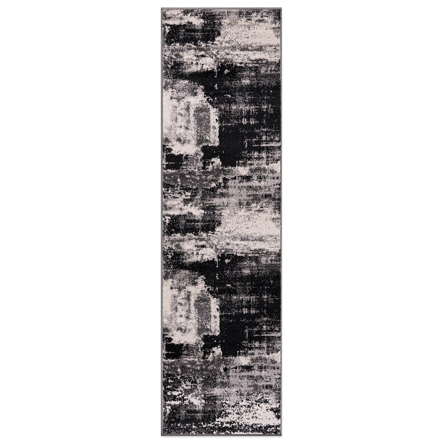 World Rug Gallery 402BLACK2X7 2 x 7 (ft) Loomed Polypropylene Black Rectangular Indoor Abstract Global Runner rug