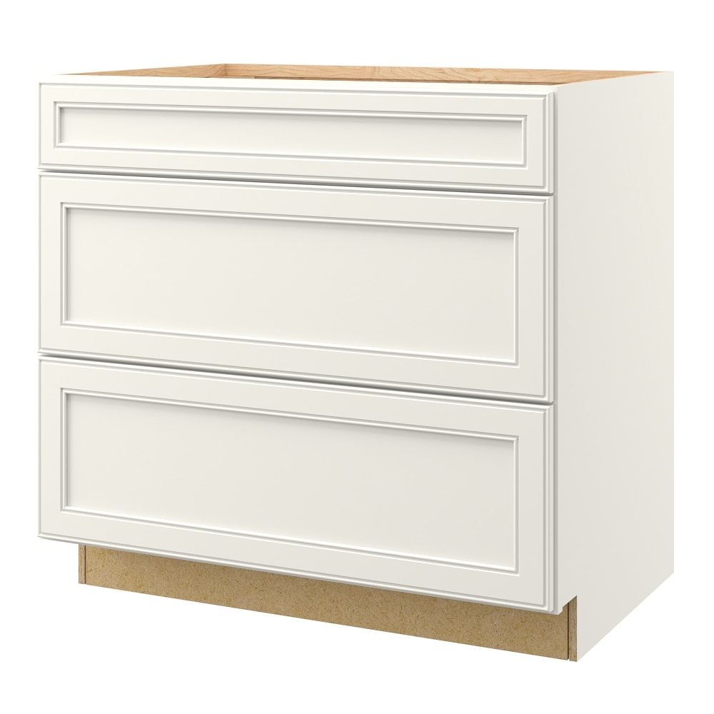 allen + roth 21363MK McKeller 36-in W x 34.5-in H x 24-in D Linen 3 -Drawers Drawer Base Fully assembled Cabinet (Flat Panel Square)