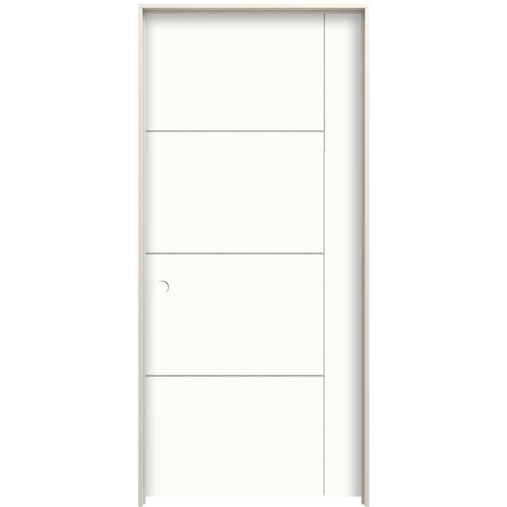 JELD-WEN LOWOLJW225100207 Studio SL130 32-in x 80-in Modern White 5-panel Square Solid Core Prefinished Hardwood Hardboard Right Hand Single Prehung Interior Door