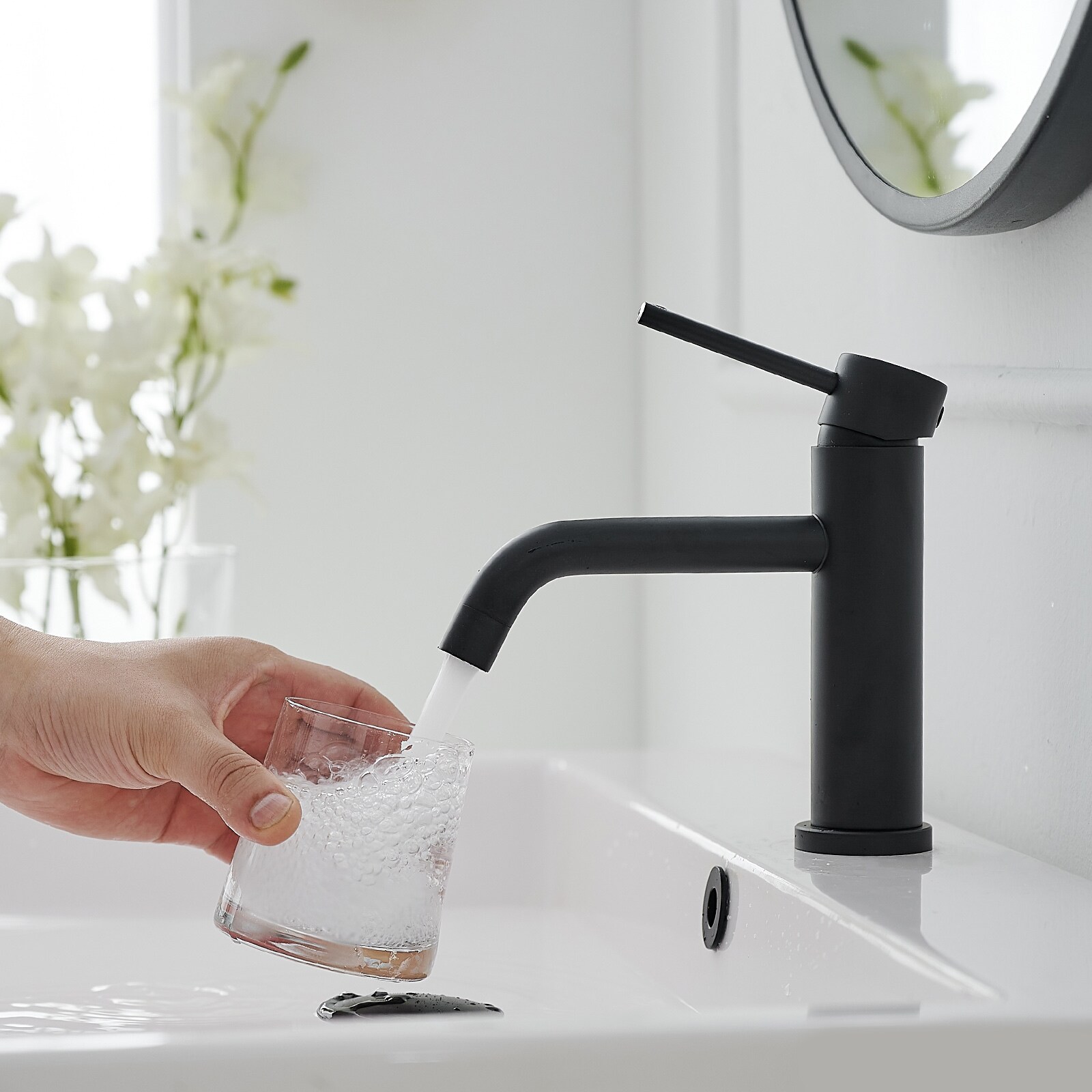 Matte Black Stainless Steel Single Handle Bathroom Faucet