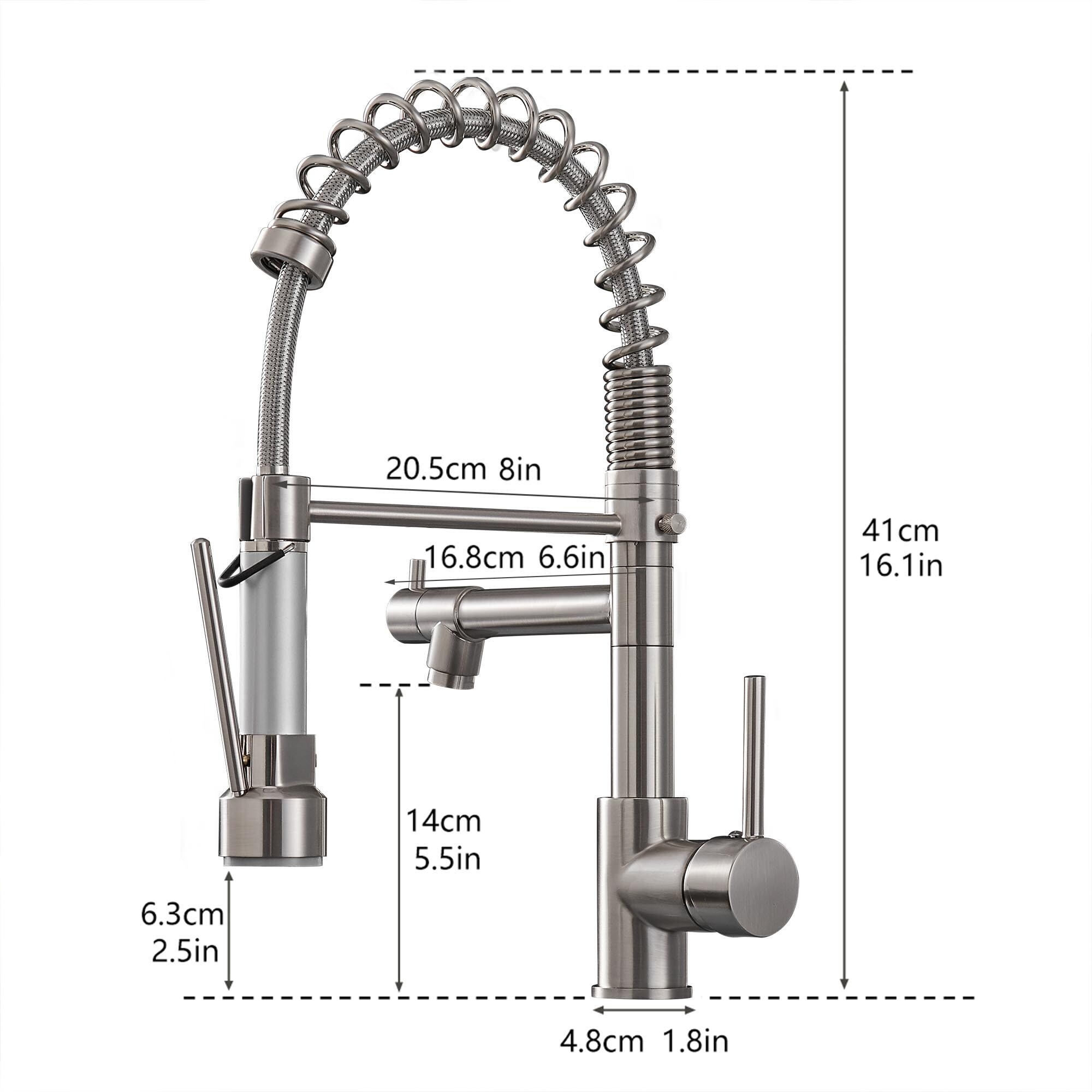 WELLFOR Modern Kitchen Faucet Brushed Nickel Single Handle Swivel ...