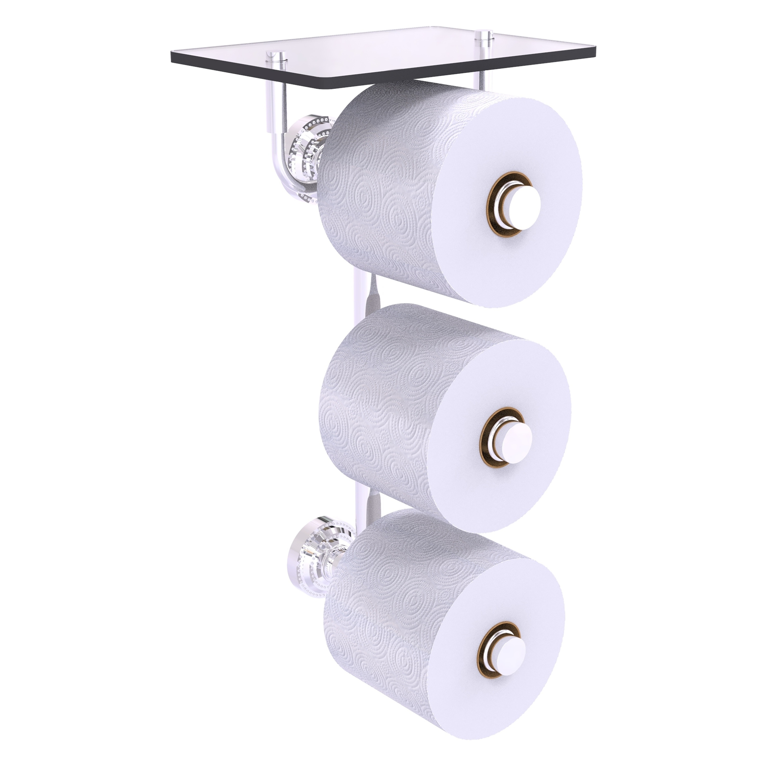 Allied Brass DT-35-3VS-PC Dottingham Polished Chrome Wall mount Double post Toilet Paper Holder 3 -Rolls with Storage