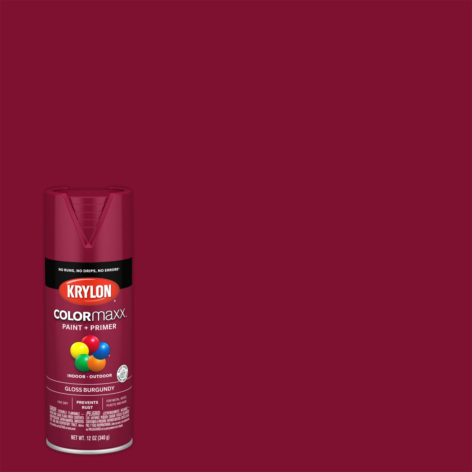 Krylon K05505007 COLORmaxx Spray Paint and Primer, Gloss Black 12