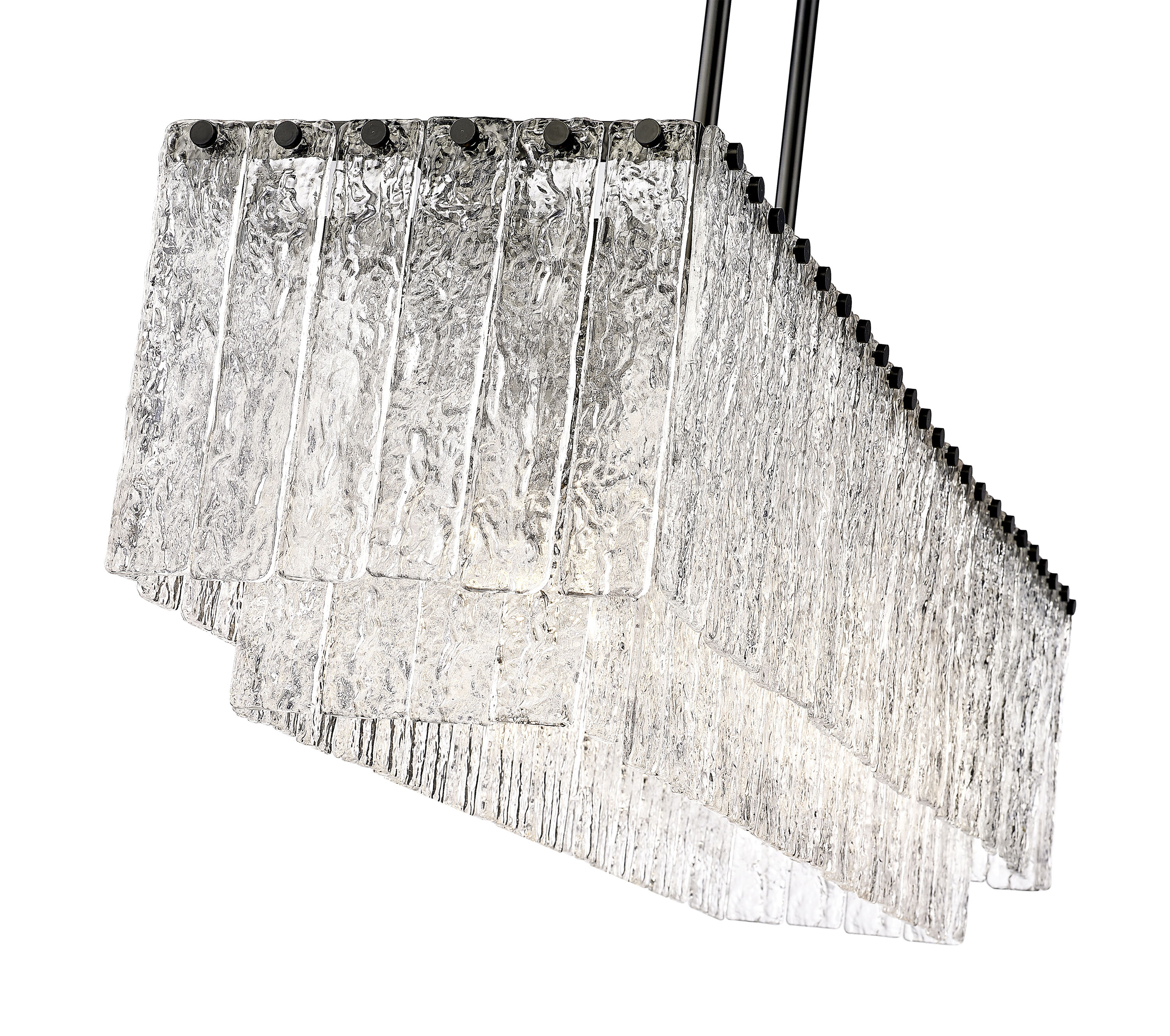 Matte Black and Glass 5-Light Linear Chandelier