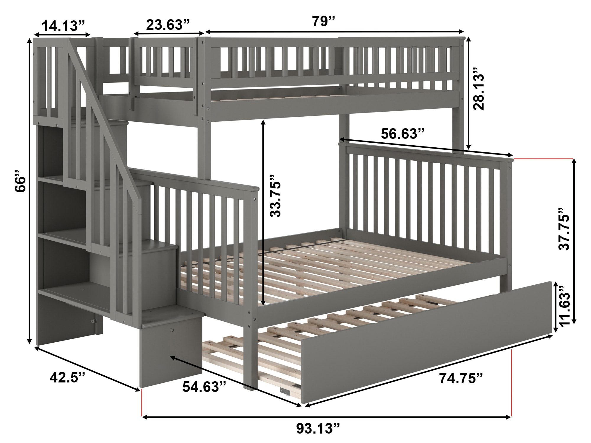 AFI Furnishings Woodland Grey Twin Over Full Bunk Bed at Lowes.com