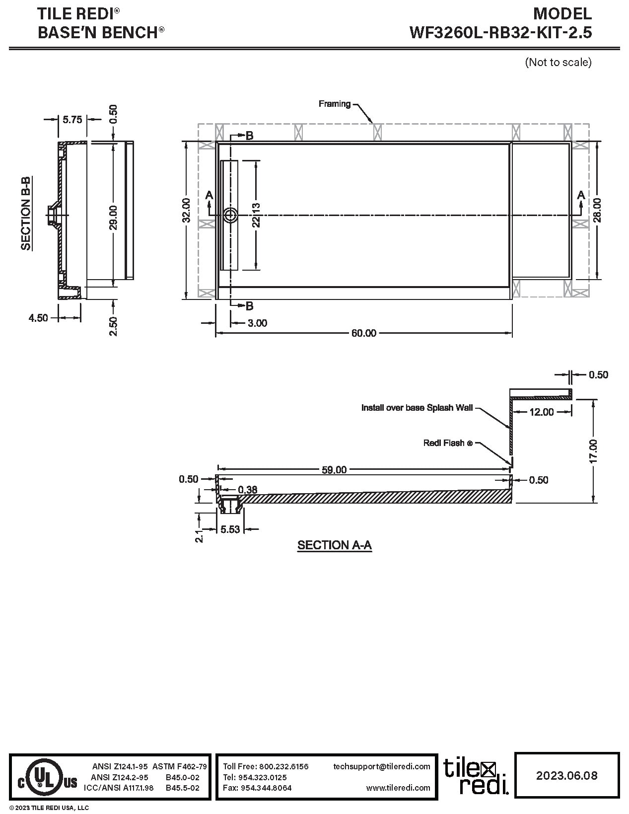 Tile Redi WF3260L-RB32-KIT-2.5 Shower-Floors - View #9