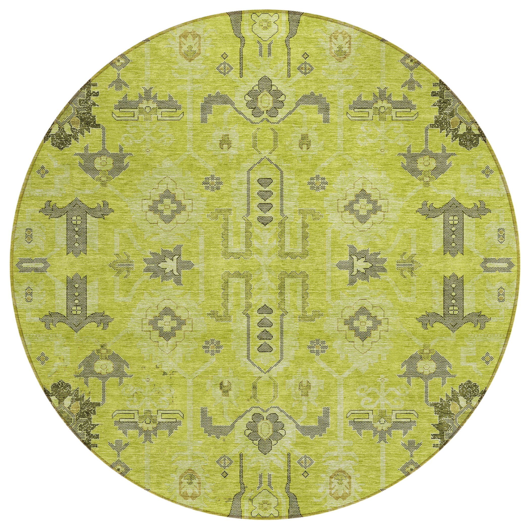 Addison Rugs ACN697AL8RO Chantille ACN697AL 8 x 8 (ft) Polyester Aloe Round Indoor/Outdoor Geometric Machine washable Area rug