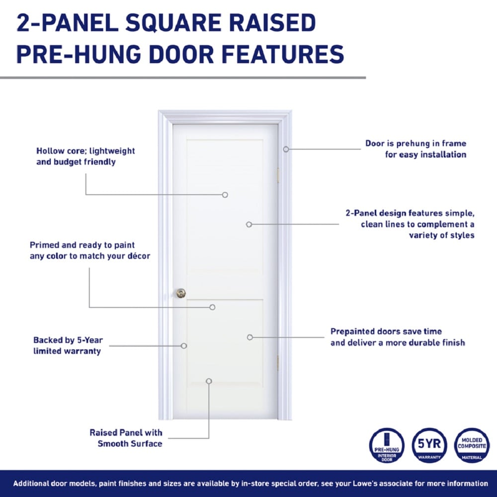 RELIABILT 48-in x 80-in Hollow Core 2-panel Square Reversible/Universal ...