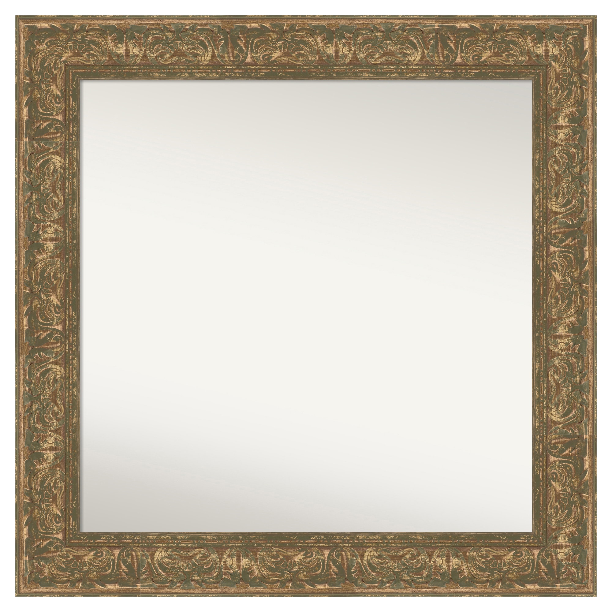 Amanti Art  Non-Beveled Mirror Luxe Bronze Gold Framed Wood Bathroom Wall Mirror 32.75 x 32.75 in.