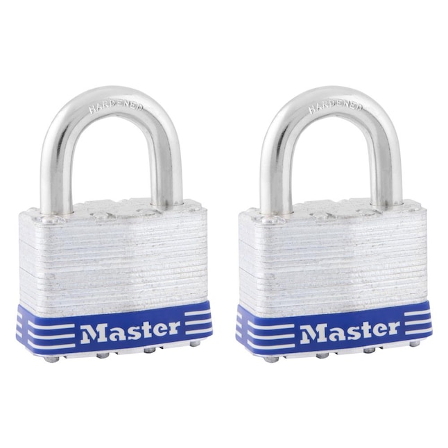 Master Lock Outdoor Keyed Padlock, 2-in Wide x 1-in Shackle Keyed Alike  (2-Pack) in the Padlocks department at