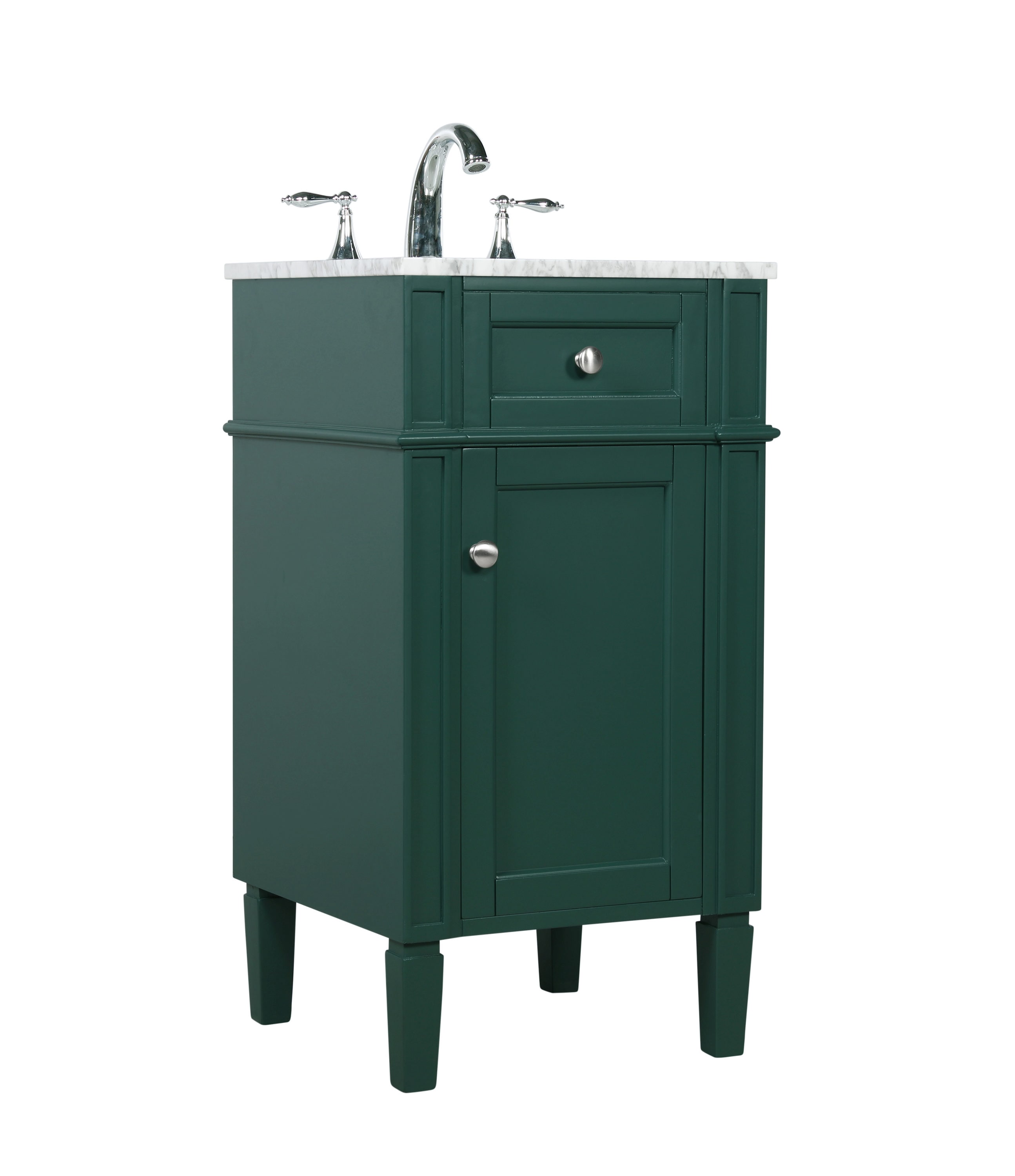 Green Single Sink Vanity with Carrara Marble Top, 18"