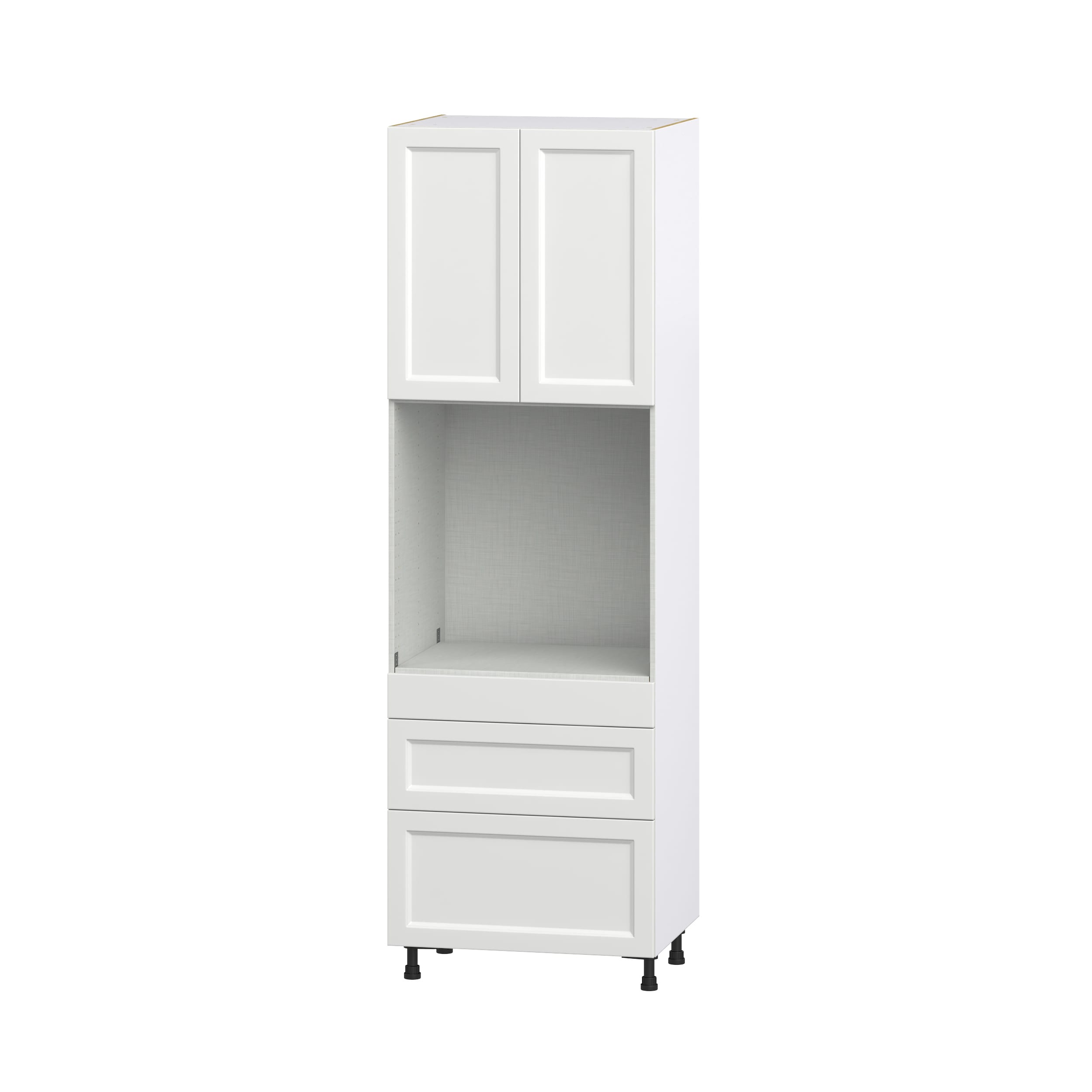 Hugo&Borg DSTO3D3094.5-RI Riviera 30-in W x 94.5-in H x 24-in D Bright White 3 -Drawers Single oven Pantry Fully assembled Cabinet (Recessed Panel Shaker)