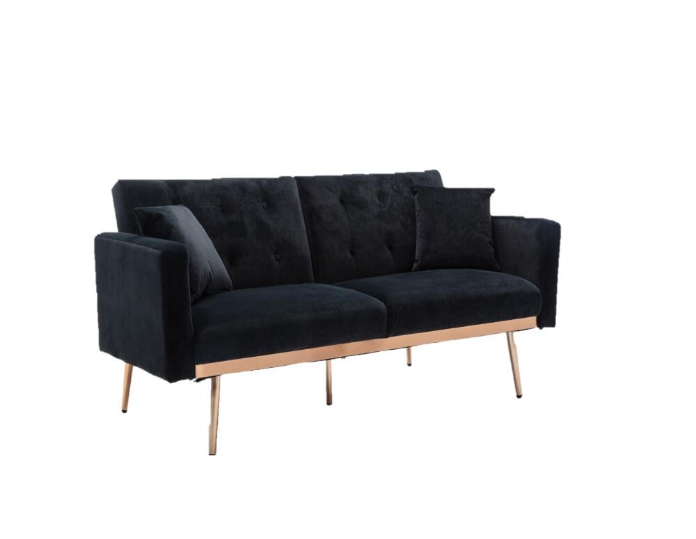 CASAINC 68.11-in Modern Black Velvet Loveseat at Lowes.com