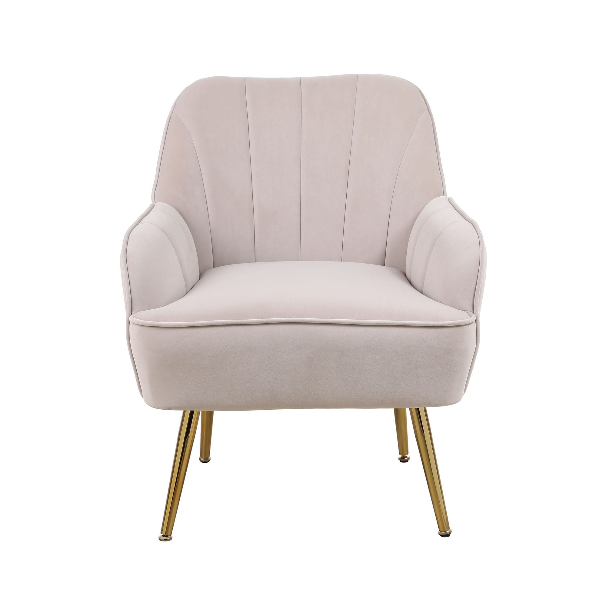 Bybafun YA6100058 Vintage Beige Velvet Accent Chair
