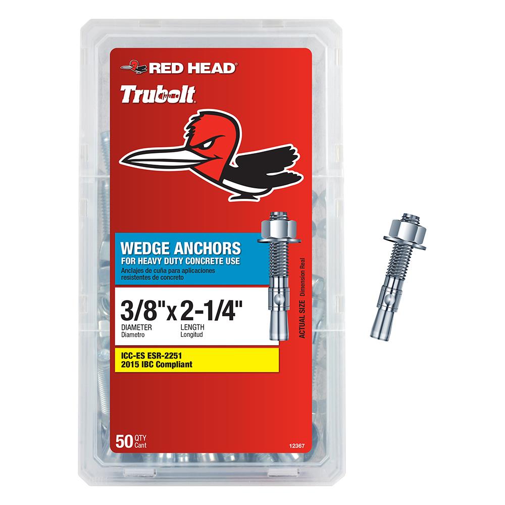 Red Head 12367 Trubolt 3/8-in x 2-1/4-in Concrete Wedge Anchors 50 -Pack