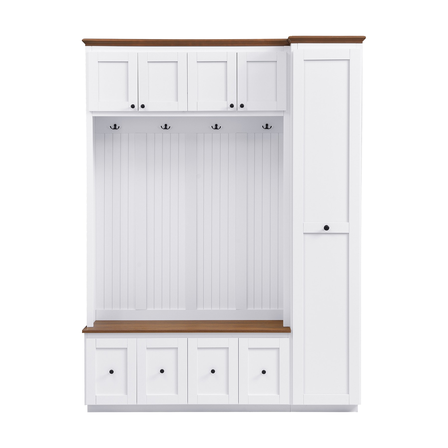 SINOFURN - Modern 59-in White Wood Hall Tree