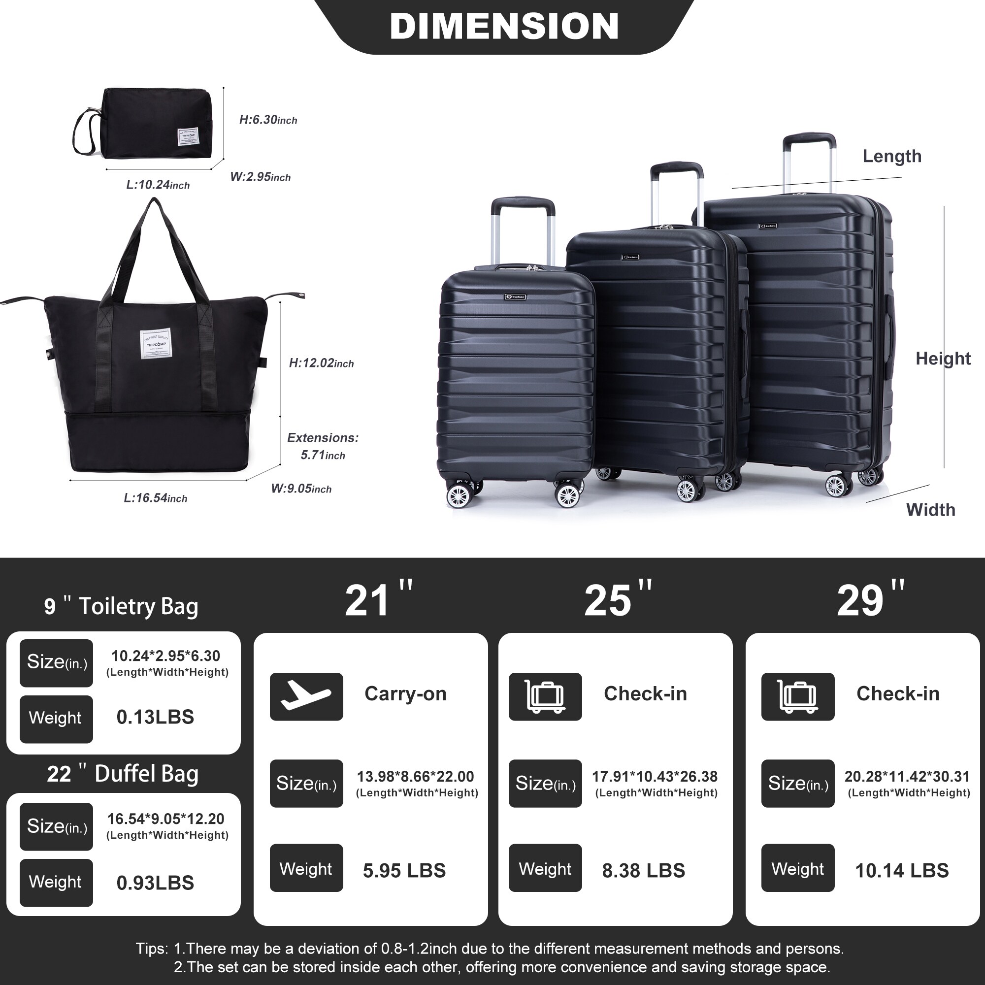 SINOFURN SYD9400014BK Luggage-And-Luggage-Sets - View #2