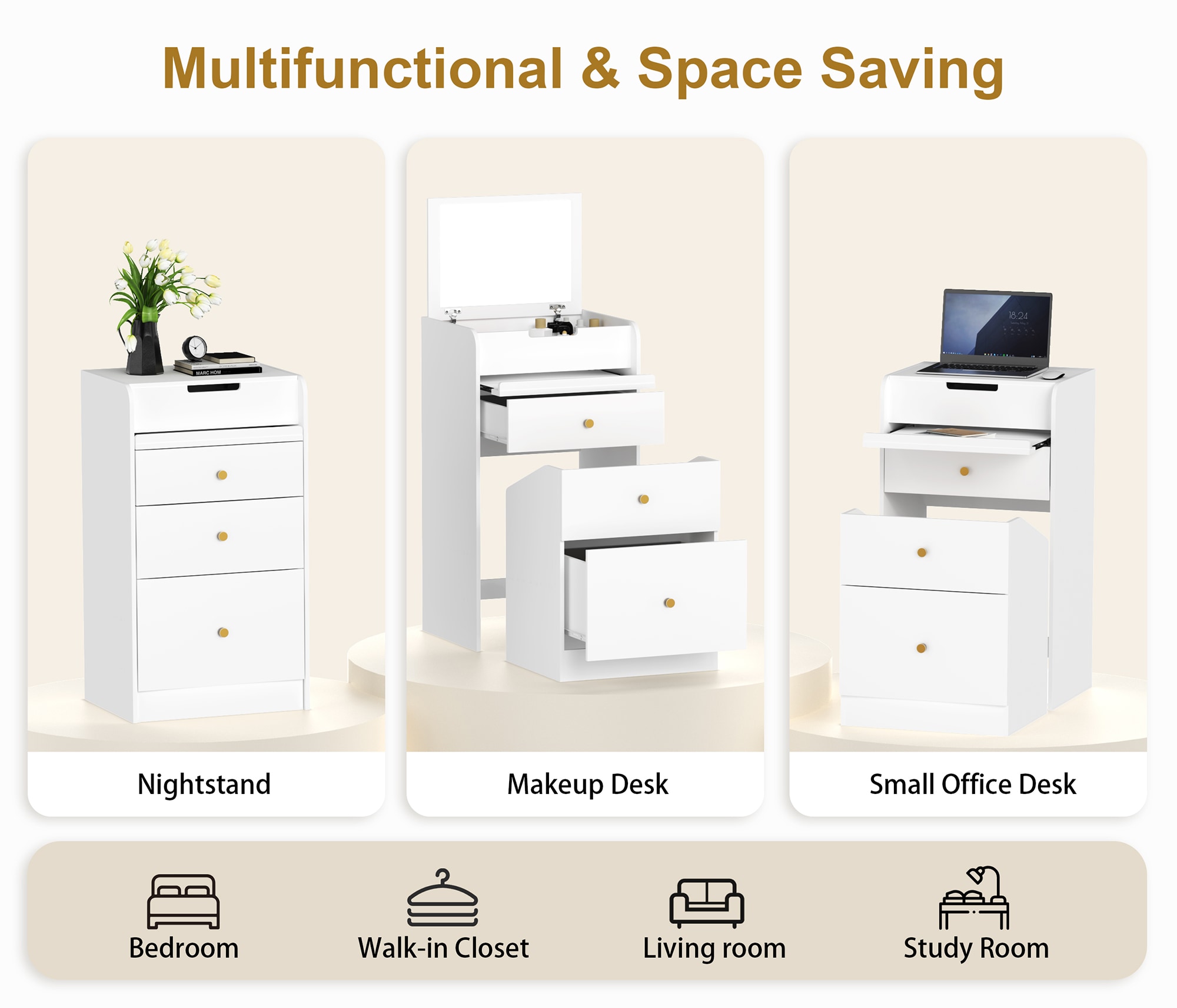 SINOFURN SYA840012WT Bedroom-Vanities - View #9