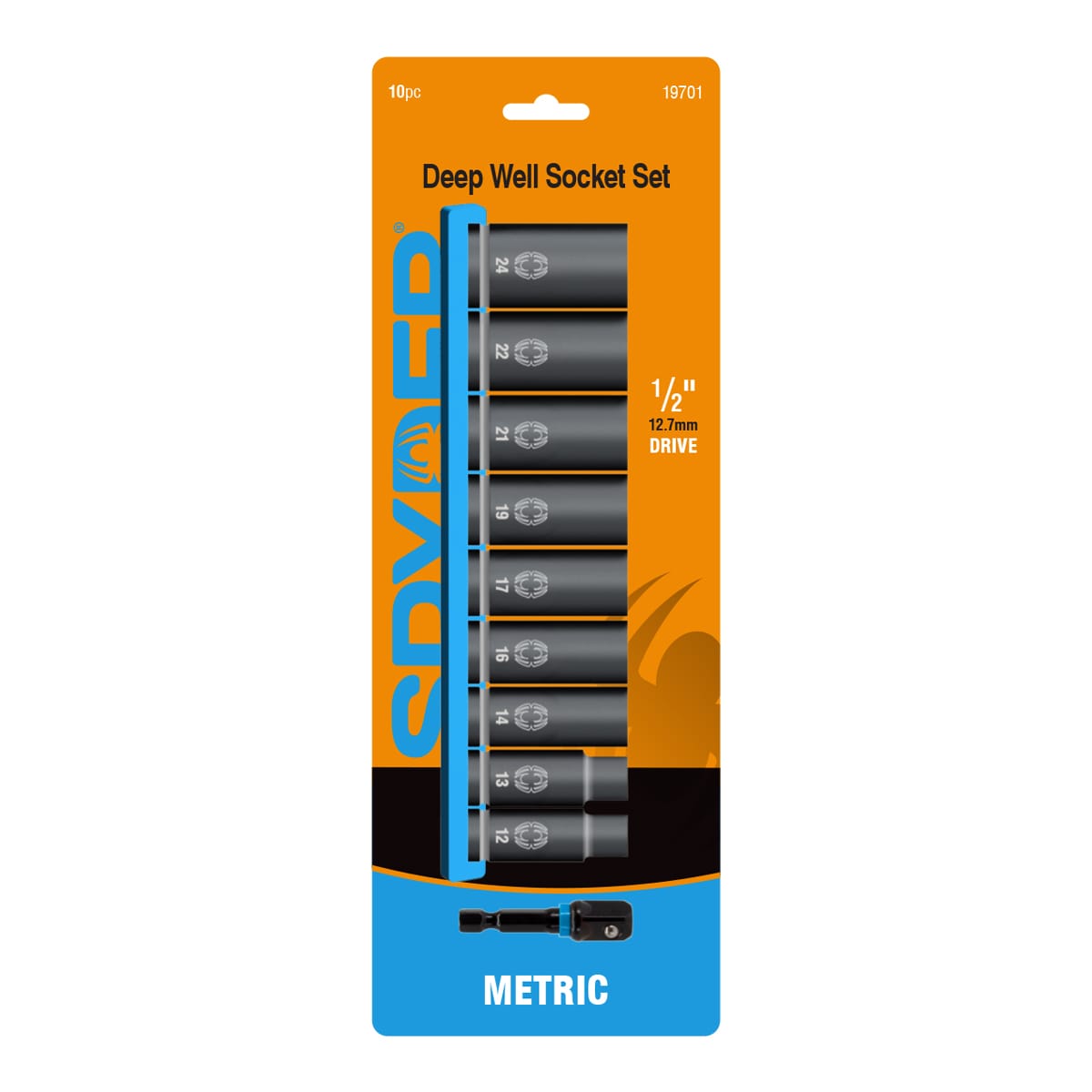 Spyder 19701 10 -Piece Metric 1/4-in Drive Set 6-point/12-point/Spline/Star/Square Impact Socket Set