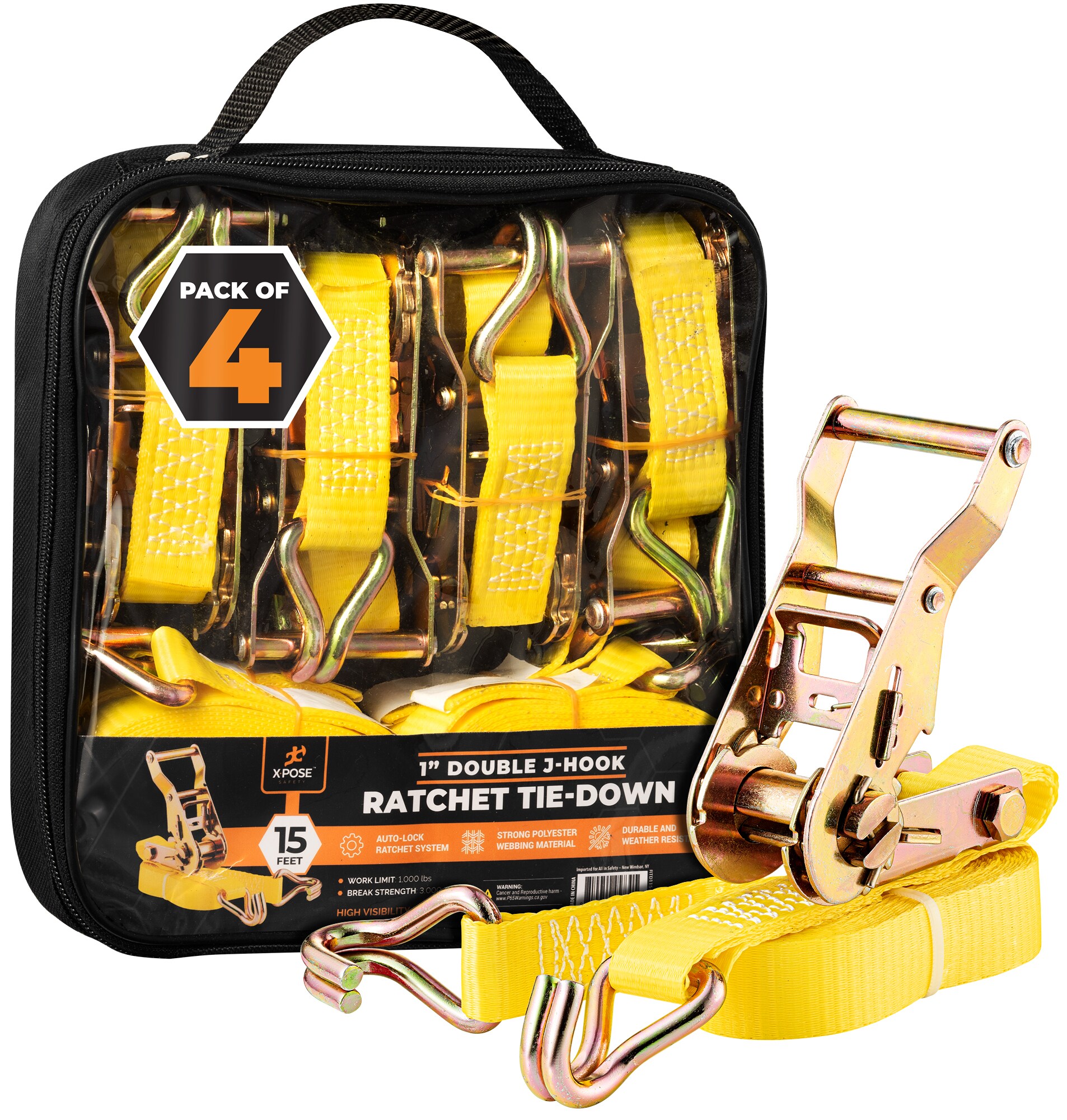 XPOSE SAFETY RTD115-DJH-4-X-S 4 -Piece 11 -Tooth 1/2-in 3/8-in 1/4-in Drive Mixed Handle Ratchet Set