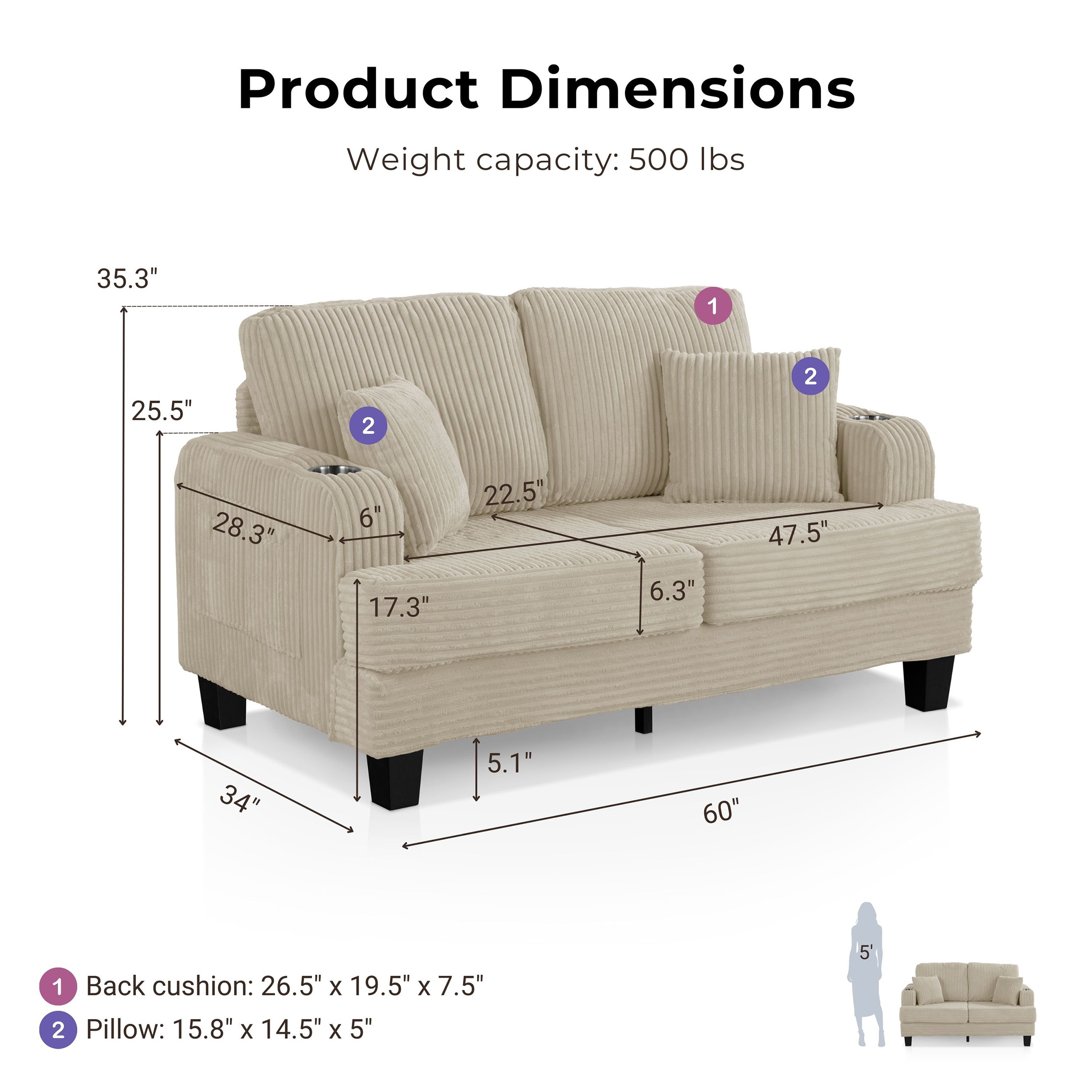 Furniture of America IDF-SL6932BG-LV Sofas-Loveseats - View #3