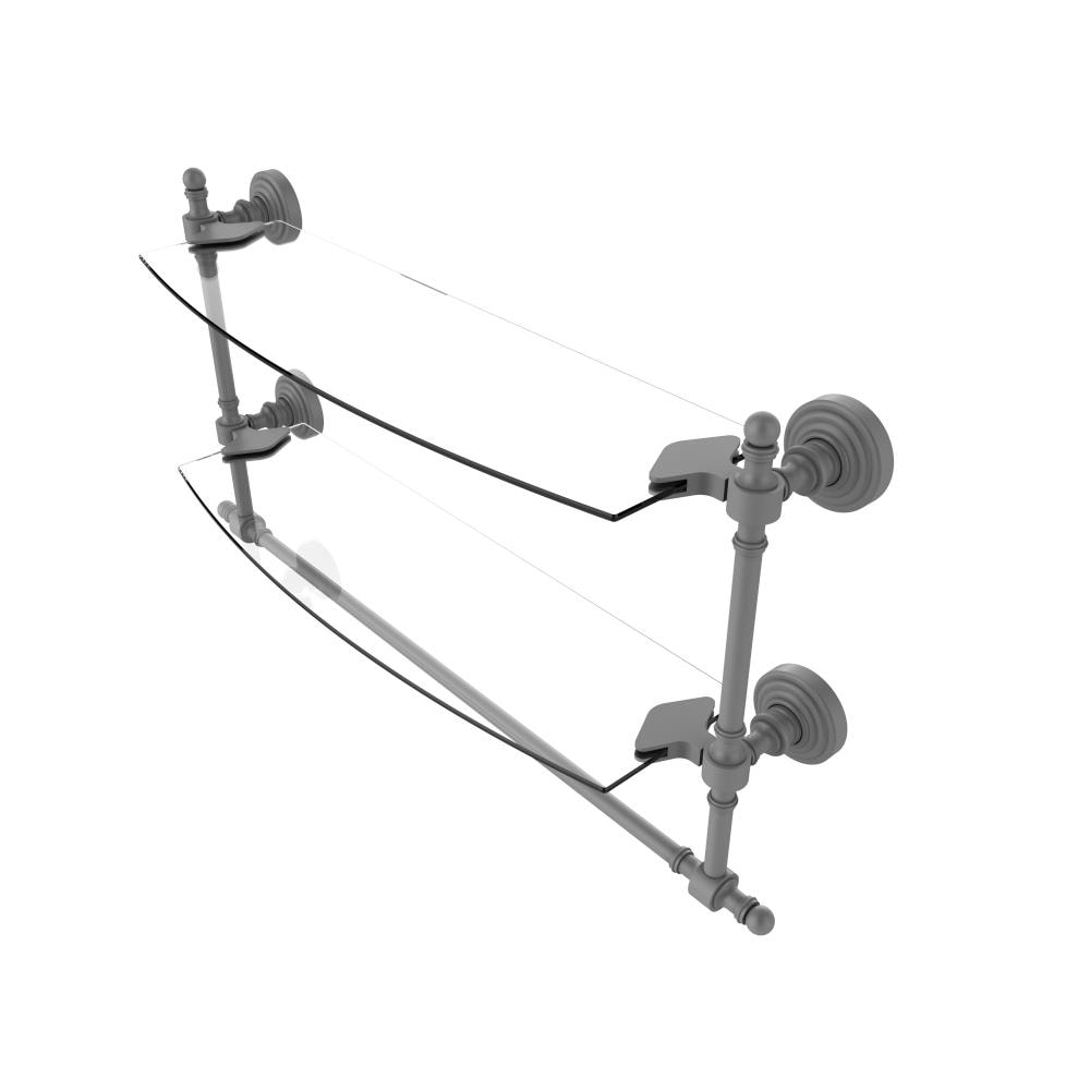 Allied Brass RW-34TB/18-GYM Retro Wave Matte Gray 2-Tier Wall Mount Bathroom Shelf (18-in X 15-in X 5-in)