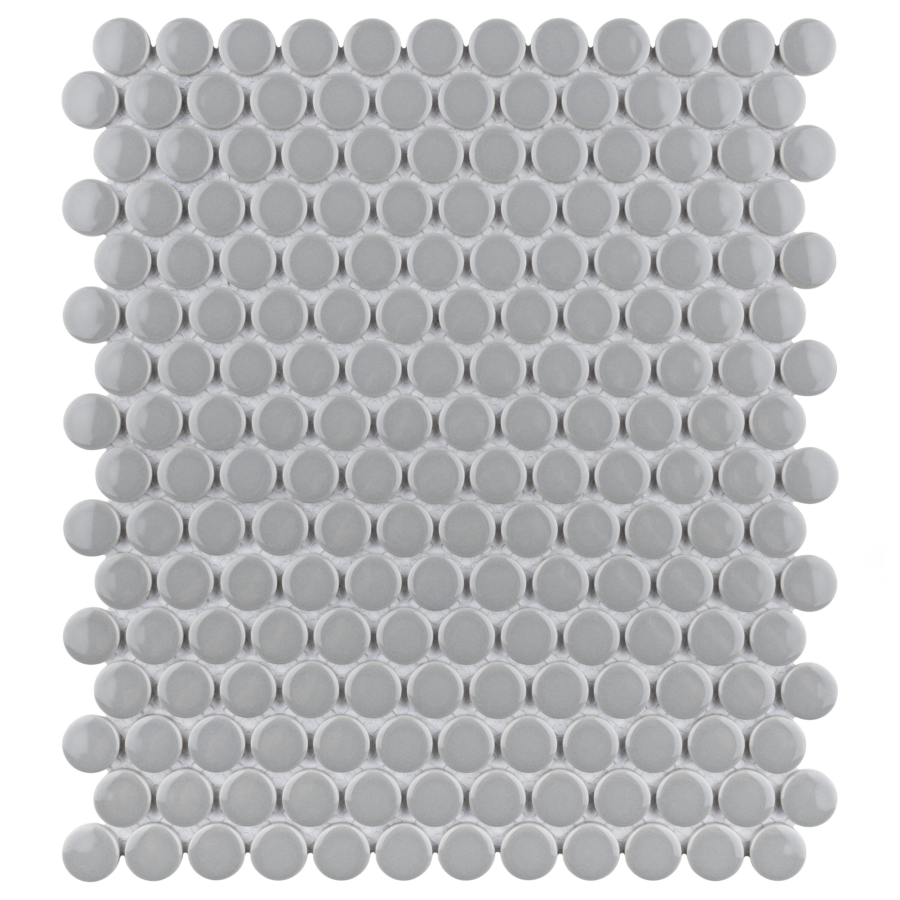 Affinity Tile FXLMPGLG Metro Penny Glossy Light Grey 10-in x 12-in Glossy Porcelain Patterned Penny Floor and Wall Tile (8-sq. ft/ Carton)