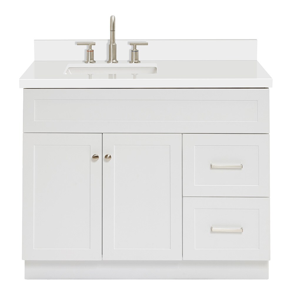 ARIEL Hamlet 43-in White Undermount Single sink Bathroom Vanity with Pure White Quartz Quartz Top