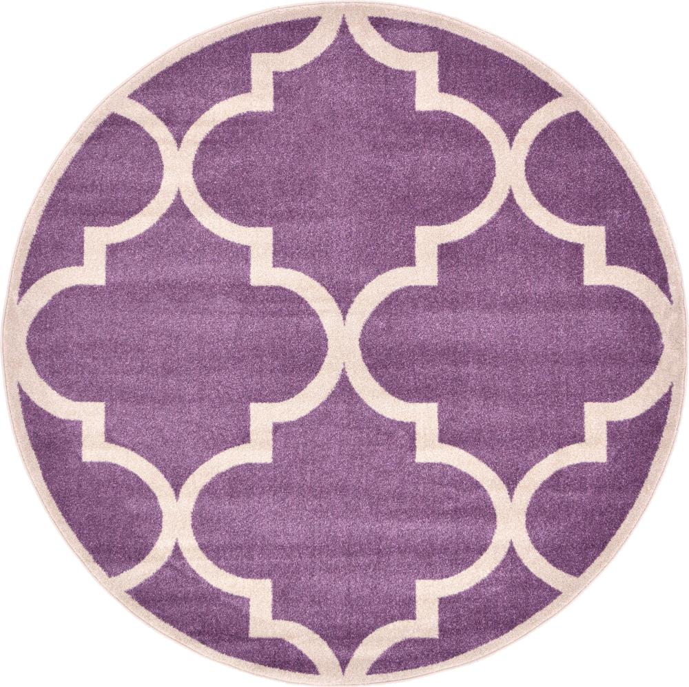Unique Loom 3120698 Austin Trellis 6 x 6 (ft) Loomed Polypropylene Violet/Beige Round Indoor Geometric Industrial Area rug
