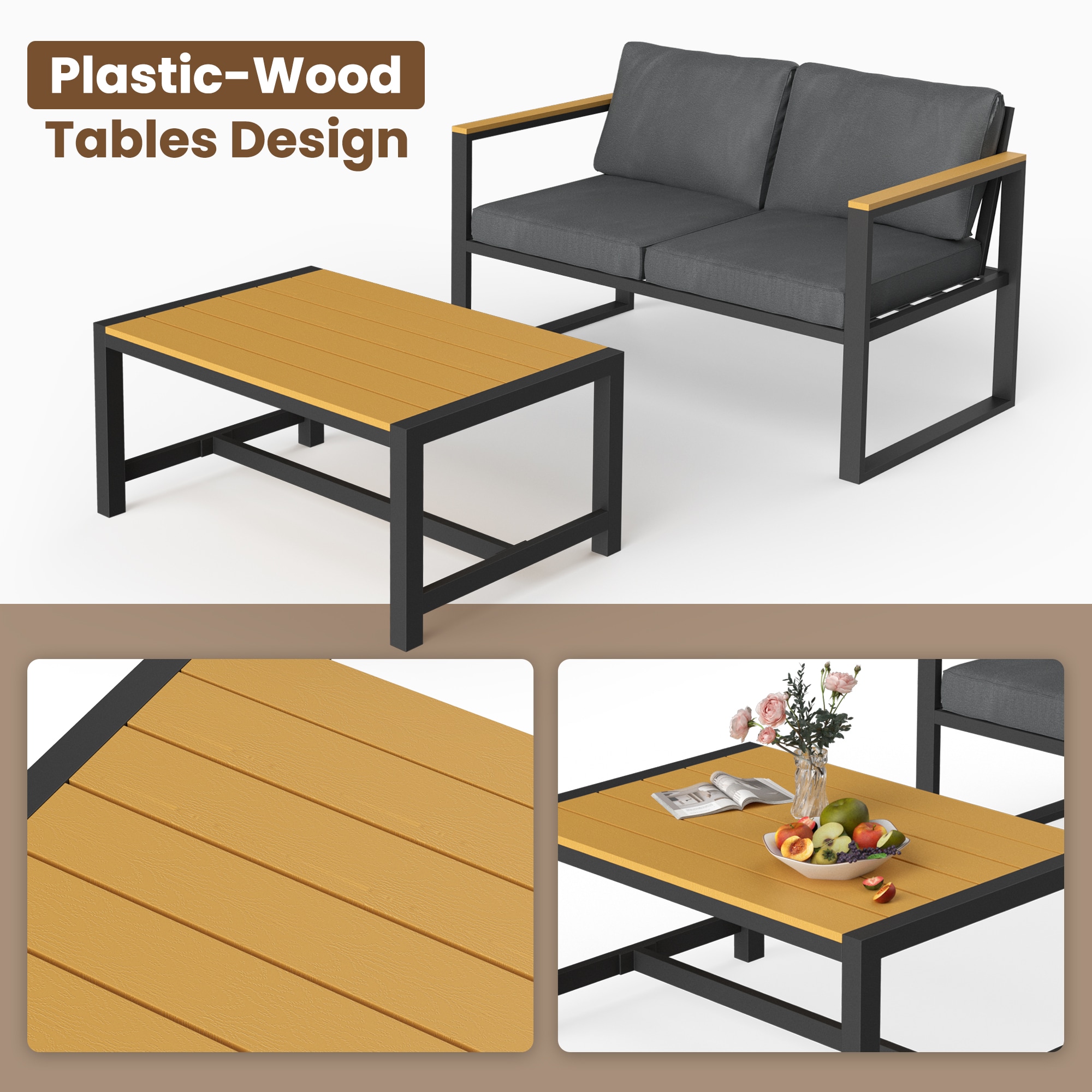 PamaPic TB-SF-4JT-T-WL1 Patio-Conversation-Sets - View #4