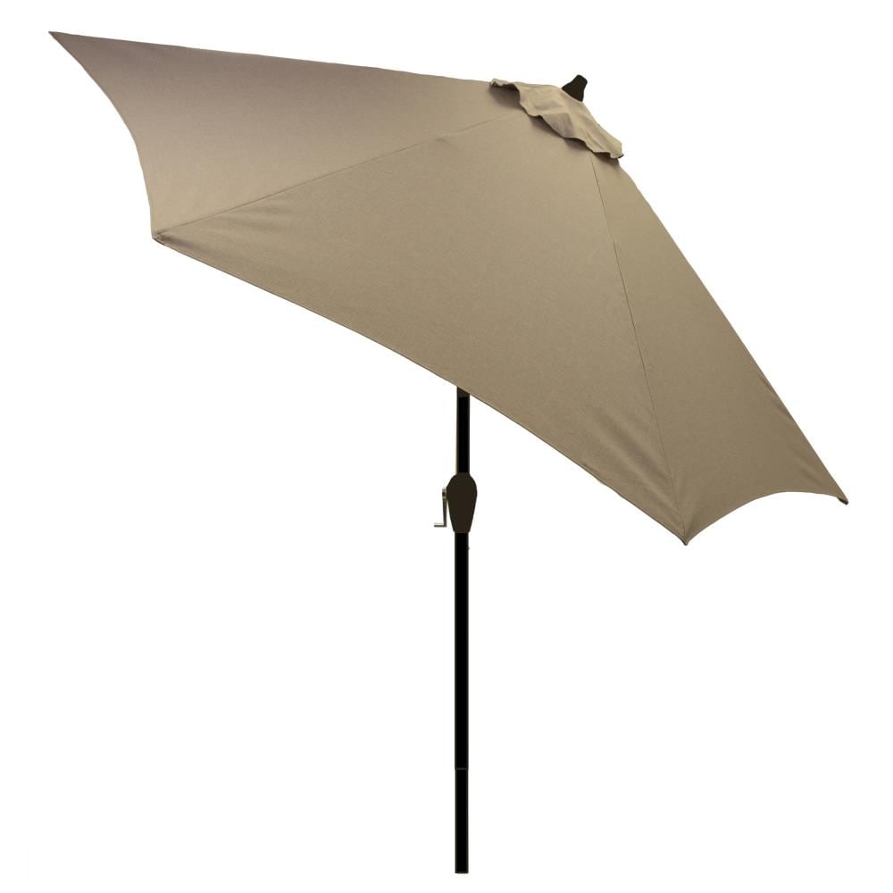 Plantation Patterns 9960-012141BK 9-ft Taupe Push-button Tilt Market Patio Umbrella