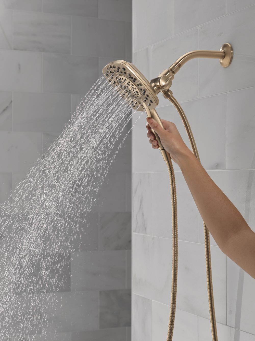 Champagne Bronze Dual Shower Head with Handheld Spray