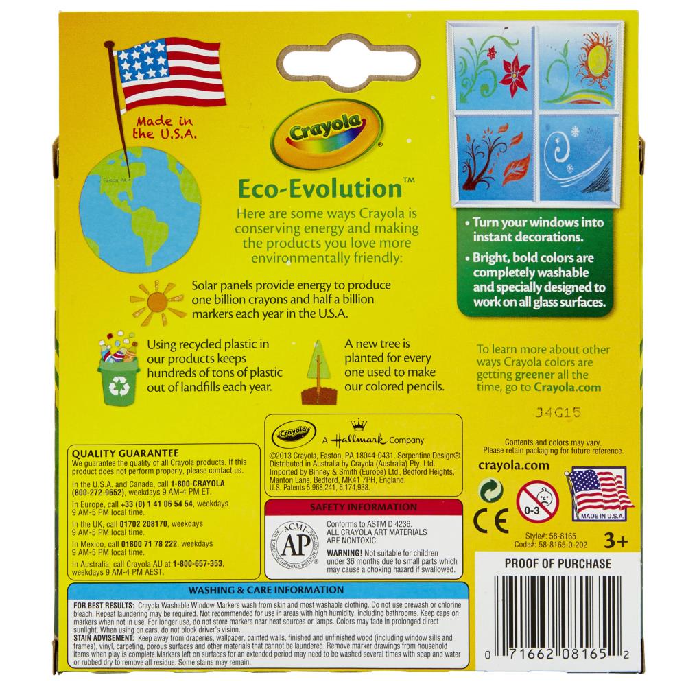 Crayola Washable Window Markers, 8 Per Box, 3 Boxes at