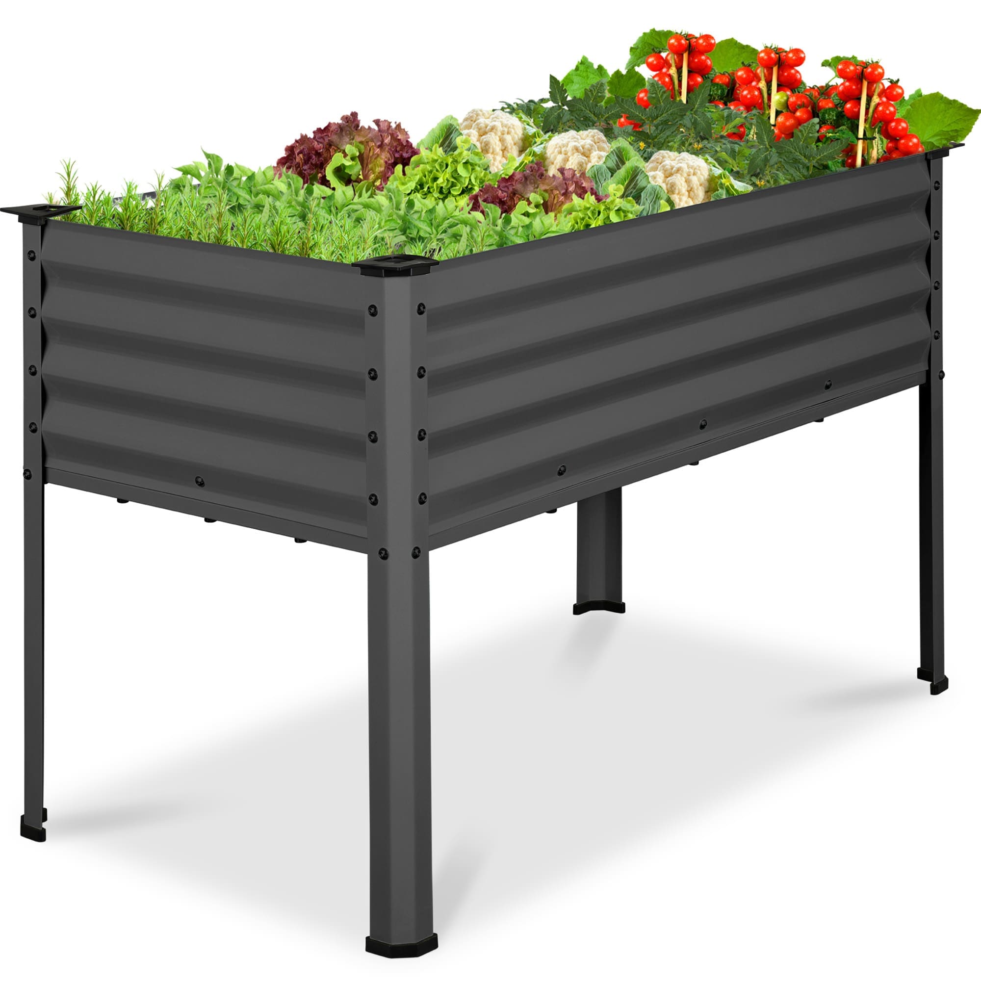 Best Choice Products  48x24x30in Elevated Galvanized Metal Garden Bed w/ Corner Protectors - Charcoal