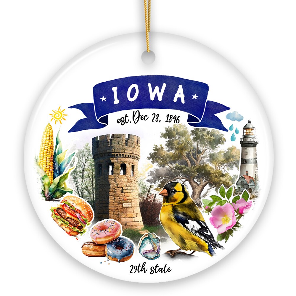 OrnamentallyYou 1205 Artistic Iowa State Themes and Landmarks Christmas