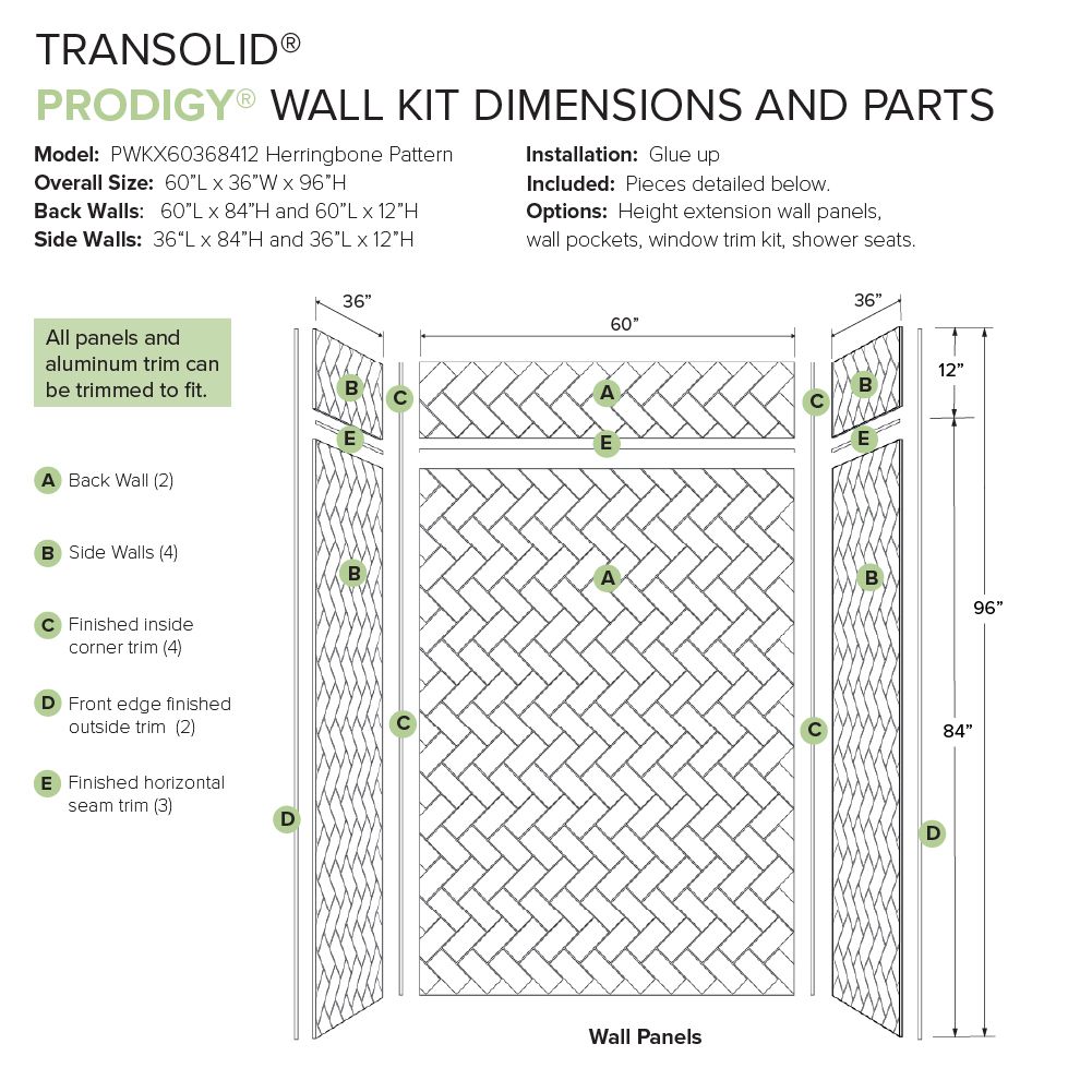 Transolid PWKX60368412-431 Shower-Wall-Surrounds - View #5