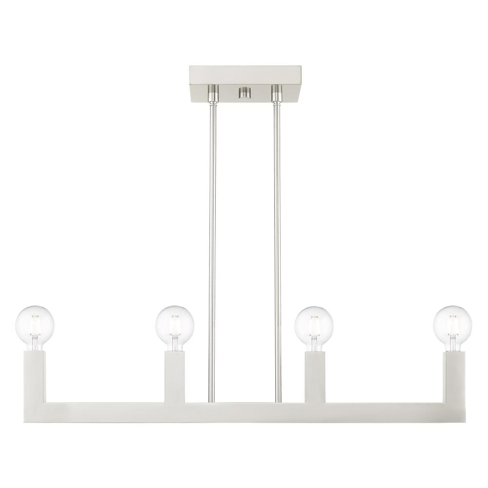 Sleek Minimalist Brushed Nickel & Crystal 4-Light Linear Chandelier
